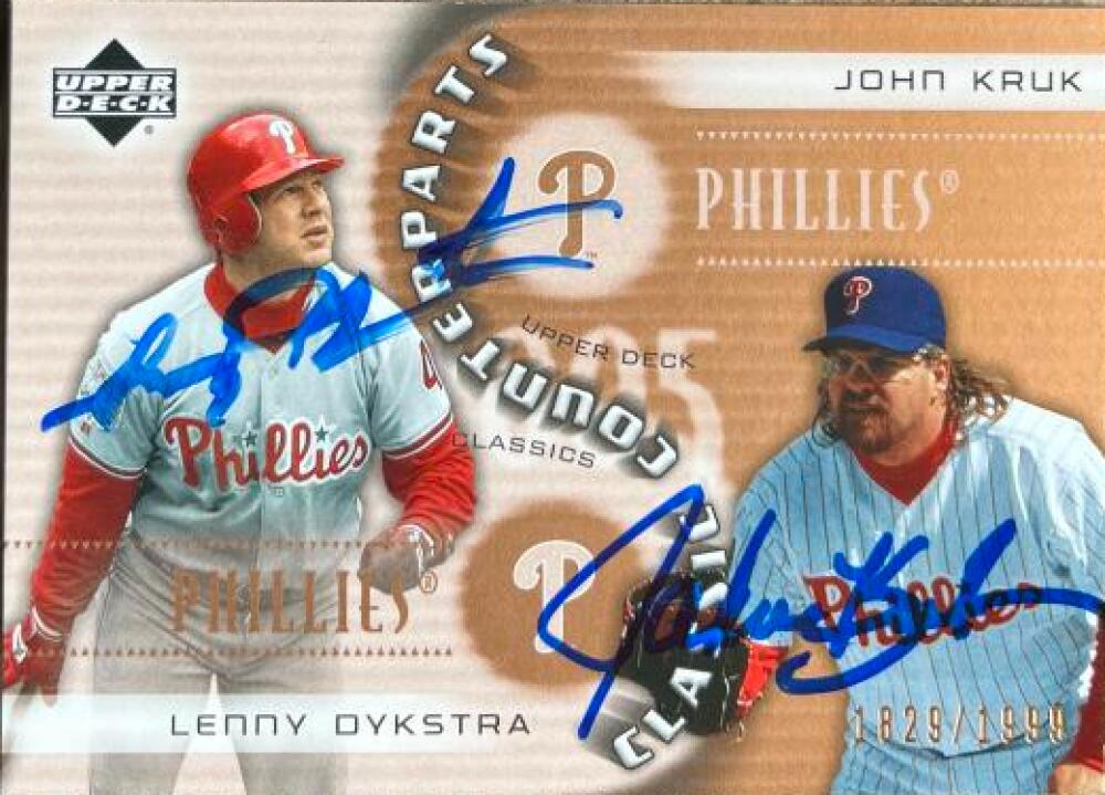 Lenny Dykstra & John Kruk Autographed 2005 Upper Deck Classics - Counterparts #CC-KD SN1999